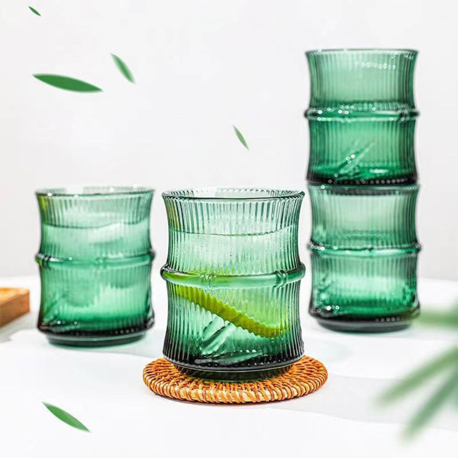 Creative Bamboo Leaf Glass Cup Set Living Room Afternoon Tea Juice