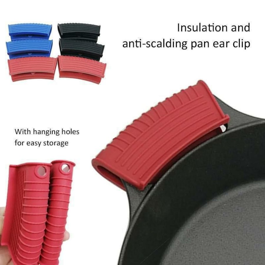 2Pcs Silicone Pan Handle Cover Heat Insulation Covers Pot Ear Clip