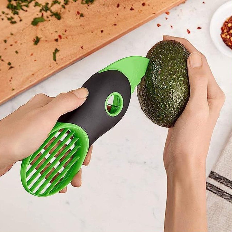 1pc Dual-purpose Avocado Slicer Tool Made Of Green Plastic
