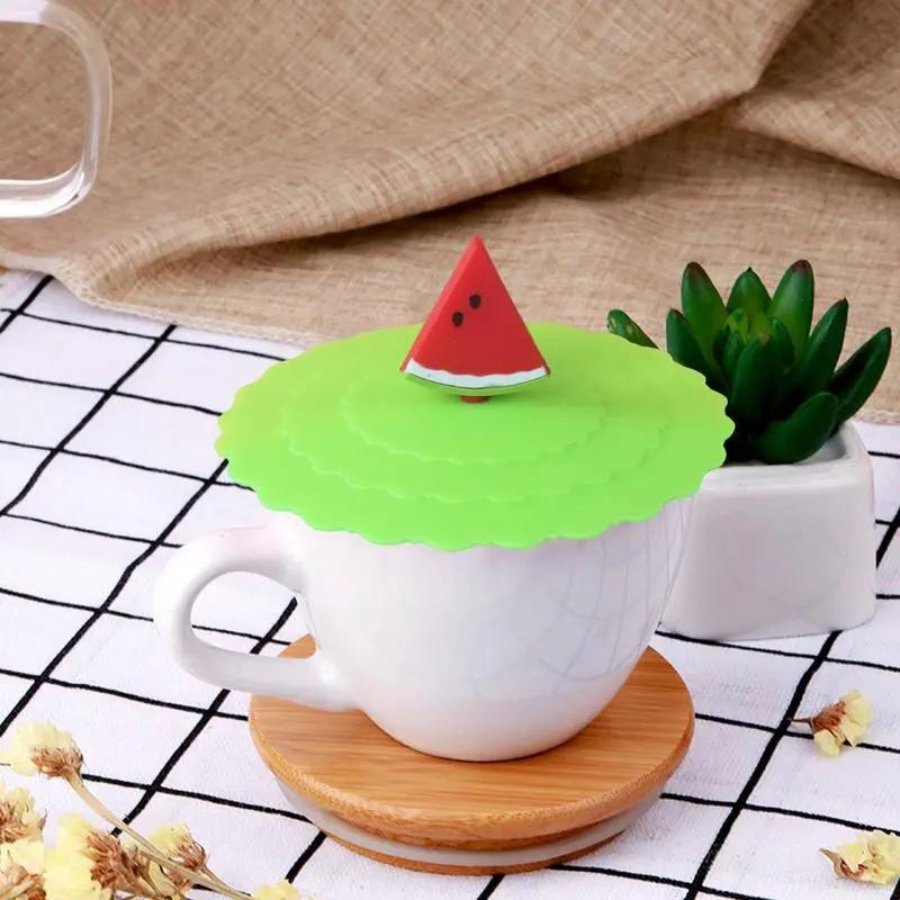 2pcs/set Silicone Cup Lids, Coffee Cup Lids, Spoon Holder, Glass Cup Lids(random  Color)