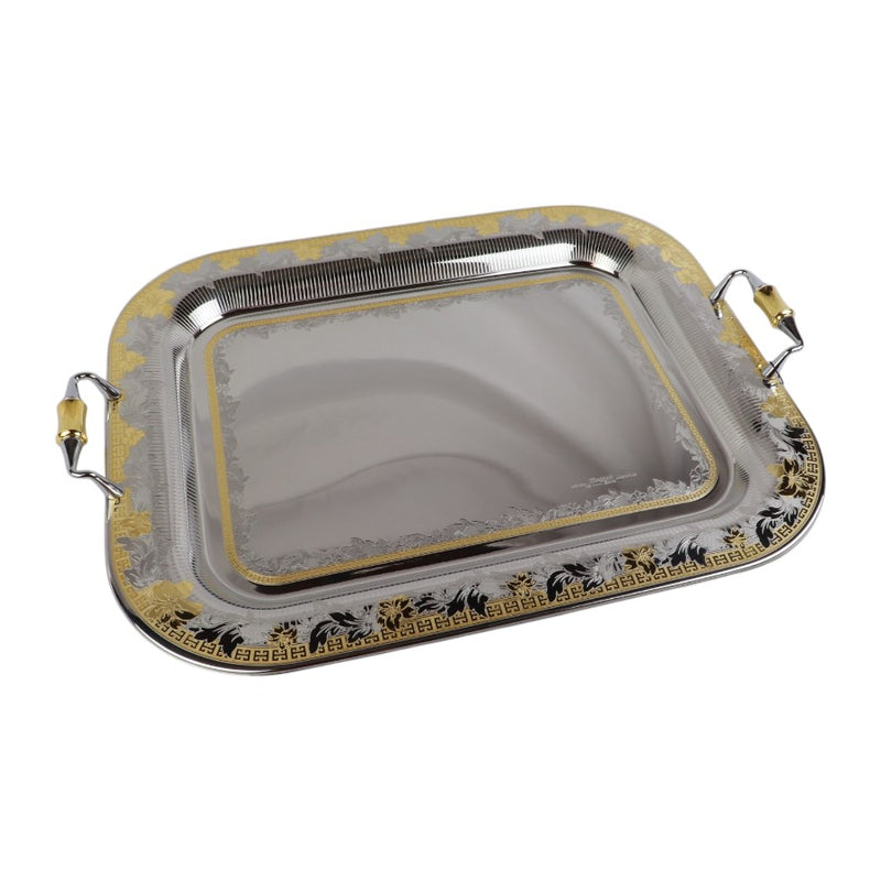 Elegant Italian Stainless Steel 18/10 Gold-Plated Serving Tray – Premium Design, 50 cm