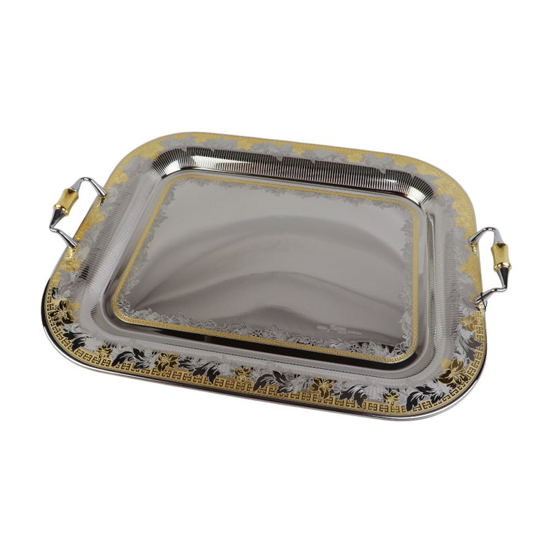 Elegant Italian Stainless Steel 18/10 Gold-Plated Serving Tray – Premium Design, 50 cm