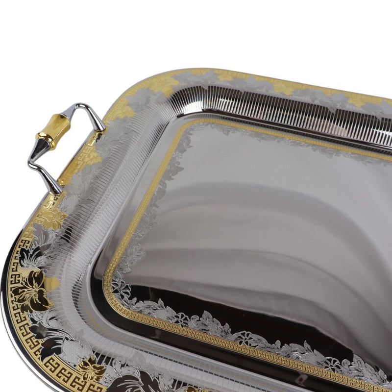 Elegant Italian Stainless Steel 18/10 Gold-Plated Serving Tray – Premium Design, 50 cm