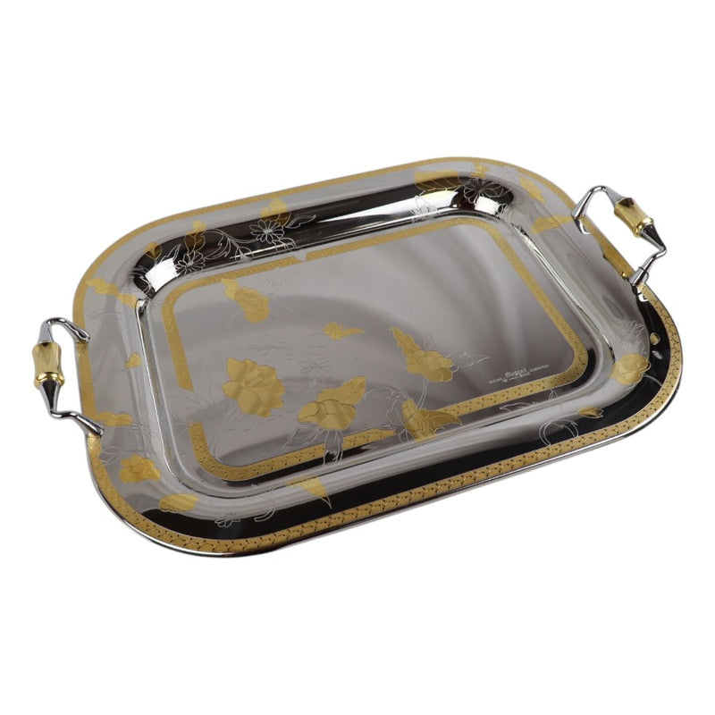 Elegant Italian Stainless Steel 18/10 Gold-Plated Serving Tray – Premium Design, 60 cm