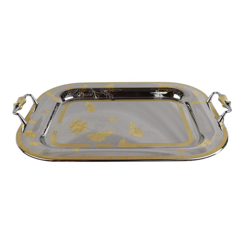 Elegant Italian Stainless Steel 18/10 Gold-Plated Serving Tray – Premium Design, 60 cm