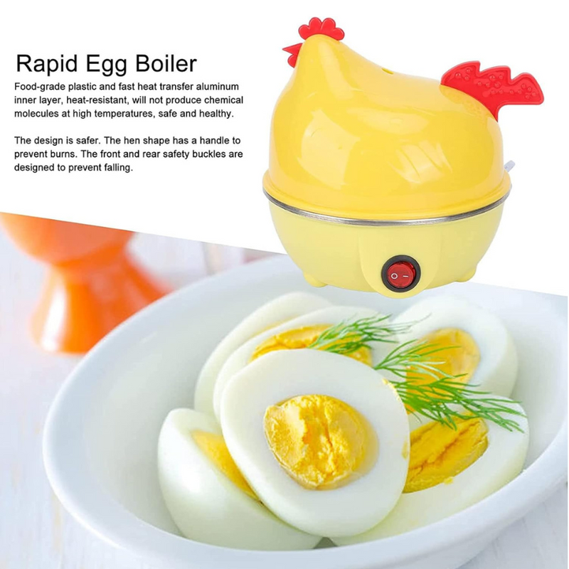 Chicken-Shaped Electric Egg Boiler Steamer - Fast Boiling, Auto Shut-Off, 7 Egg Capacity, Cute Design For Kitchen