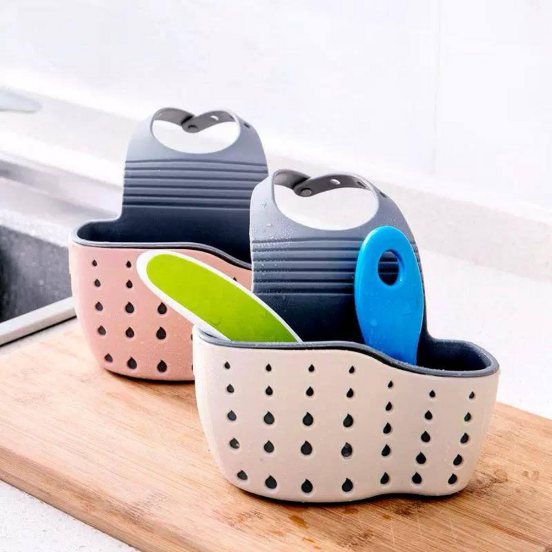 Adjustable Hanging Sink Organizer Caddy For Kitchen Sponge And Brush Storage With Drain Holes