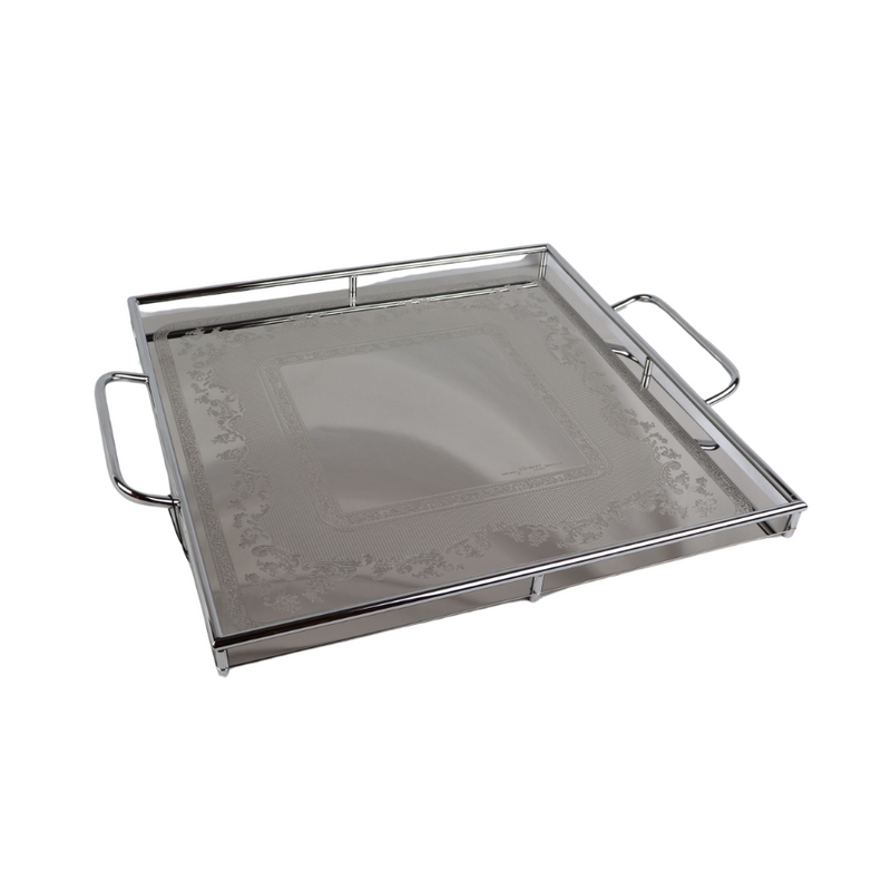 Elegant High-Quality Stainless Steel Serving Tray With Handles – 40 cm, Made in Italy