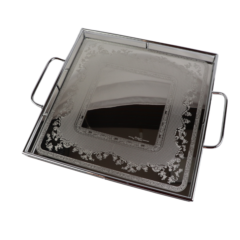 Elegant High-Quality Stainless Steel Serving Tray With Handles – 40 cm, Made in Italy