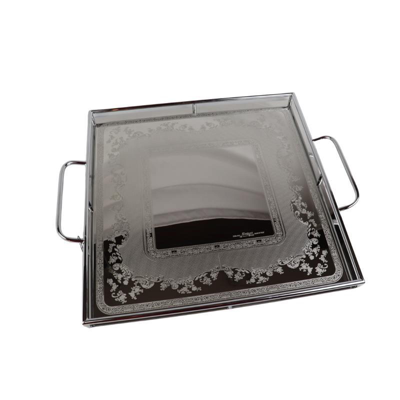 Elegant High-Quality Stainless Steel Serving Tray With Handles – 40 cm, Made in Italy