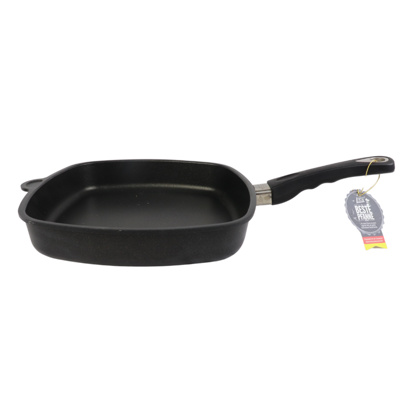 Heavy-Duty 28x28 cm Non-Stick Square Grill Pan By AMT Gastroguss – Optimal Heat Distribution