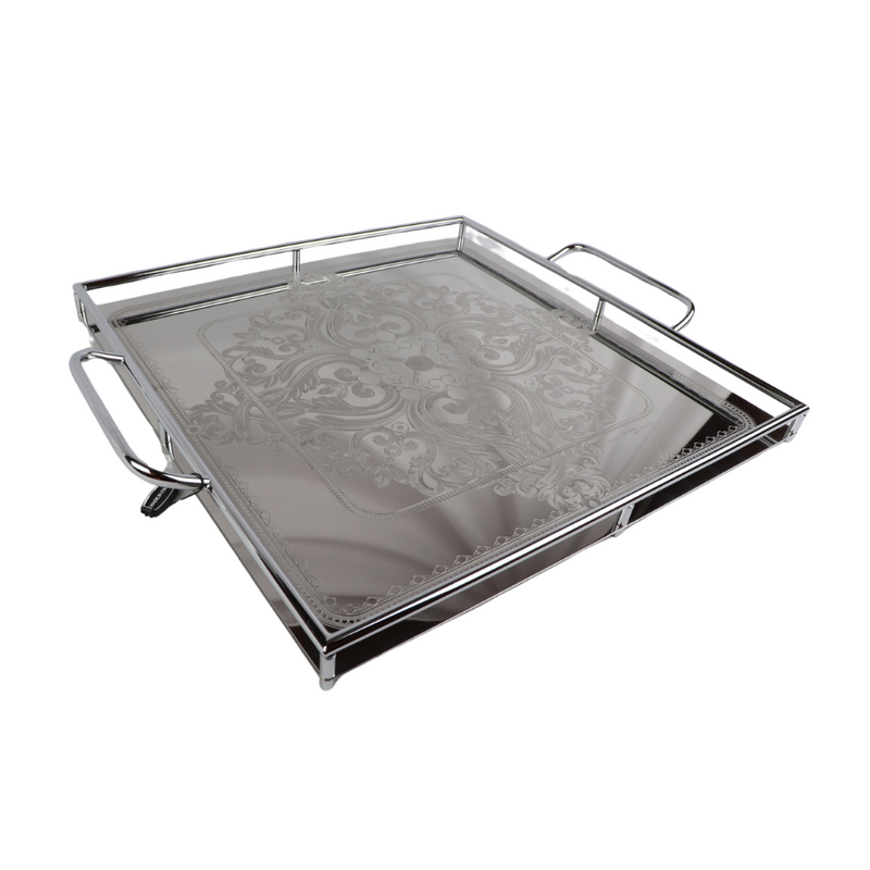 Elegant High-Quality Stainless Steel Serving Tray With Handles – 40 cm, Code: 51587