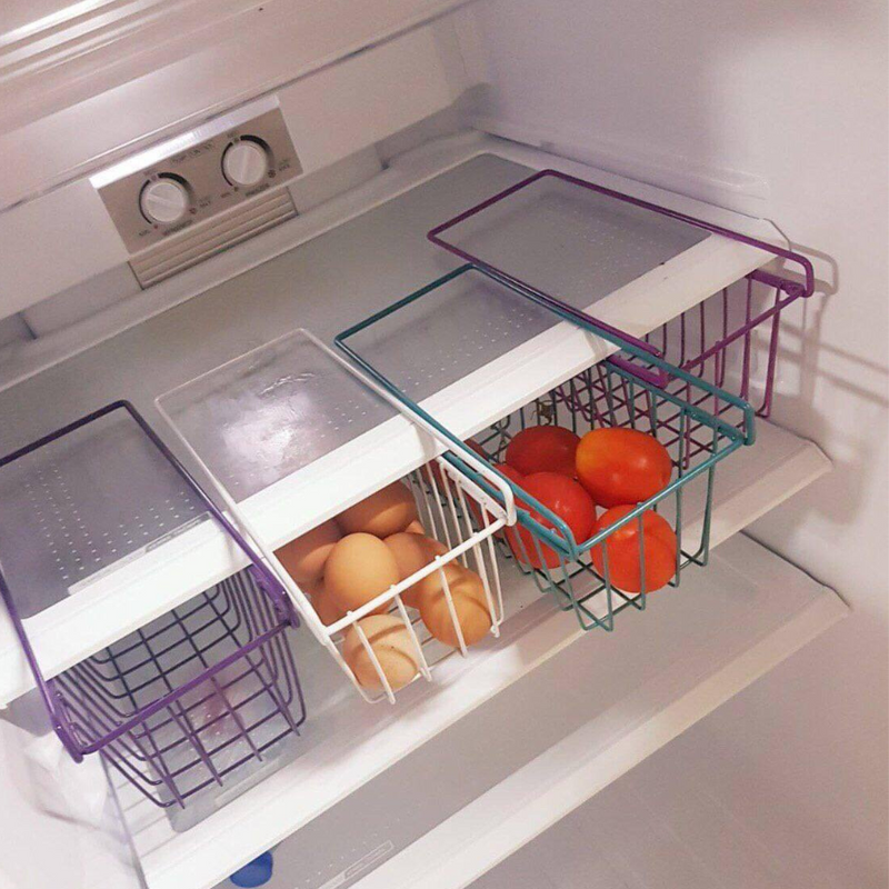 Refrigerator Hanging Storage Basket - Space-Saving, Durable Metal Wire Rack, Multi-Purpose Organizer For Eggs, Fruits, And Vegetables