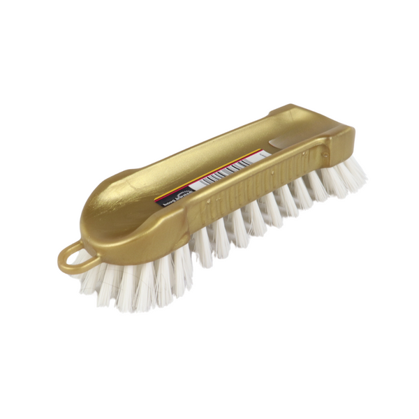 Haug Bürsten Heavy-Duty Scrub Brush with Sturdy Bristles and Comfortable Grip - Gold Handle