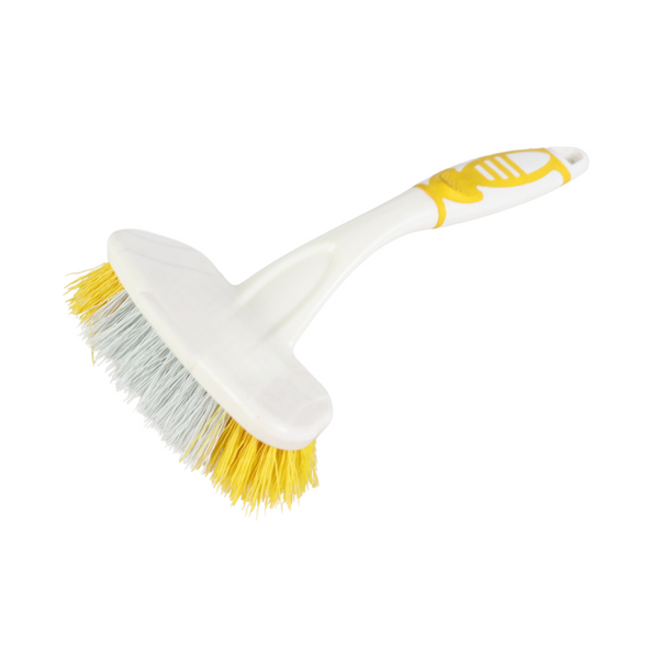 Heavy-Duty Cleaning Brush with Dual-Color Bristles and Ergonomic Handle for All-Purpose Scrubbing