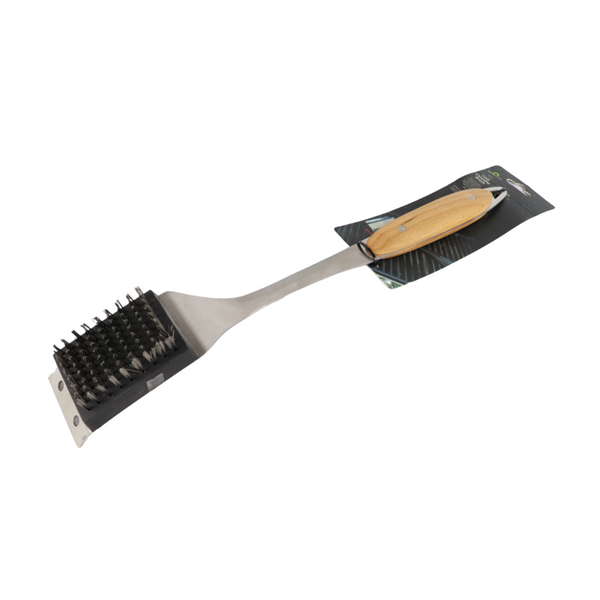 Heavy-Duty Grill Cleaning Brush with Stainless Steel Bristles and Wooden Handle - Homecure