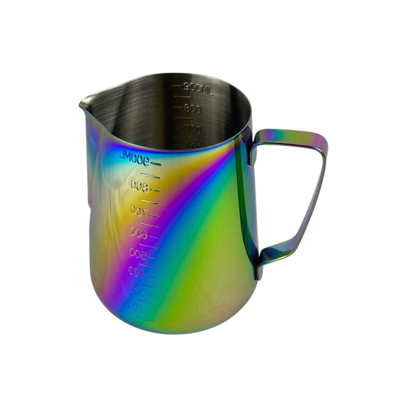 Rainbow Stainless Steel Milk Frothing Pitcher - 900ml Measuring Jug For Coffee And Latte Art