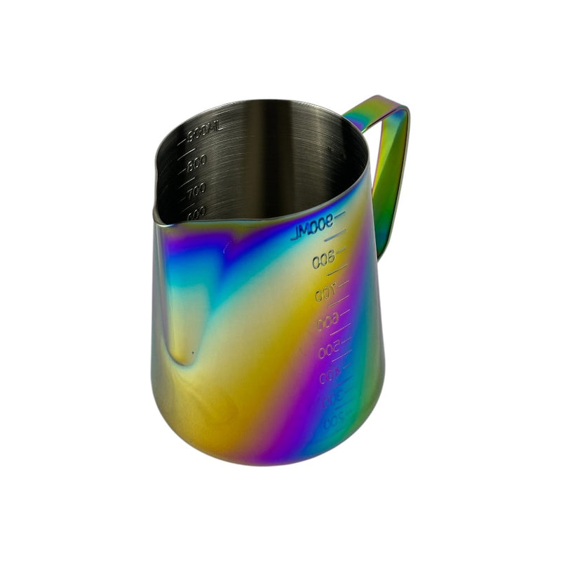 Rainbow Stainless Steel Milk Frothing Pitcher - 900ml Measuring Jug For Coffee And Latte Art