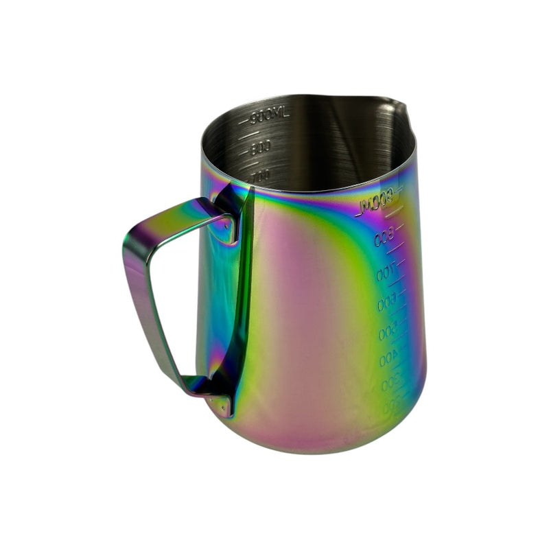 Rainbow Stainless Steel Milk Frothing Pitcher - 900ml Measuring Jug For Coffee And Latte Art