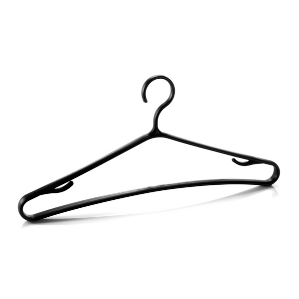 M Design Clothes Hanger with Hook Grooves, 40 cm Width, Durable Plastic, Sleek Black Finish