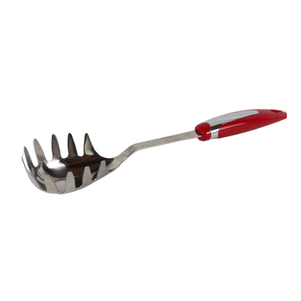 Master Chef Stainless Steel Pasta Server with Red Handle - Perfect for Serving Spaghetti