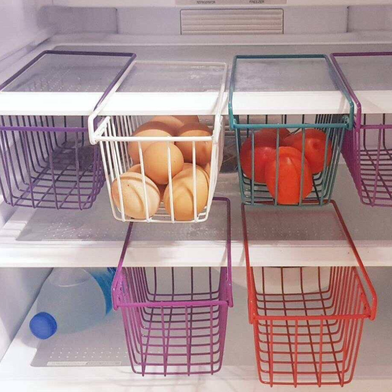 Refrigerator Hanging Storage Basket - Space-Saving, Durable Metal Wire Rack, Multi-Purpose Organizer For Eggs, Fruits, And Vegetables