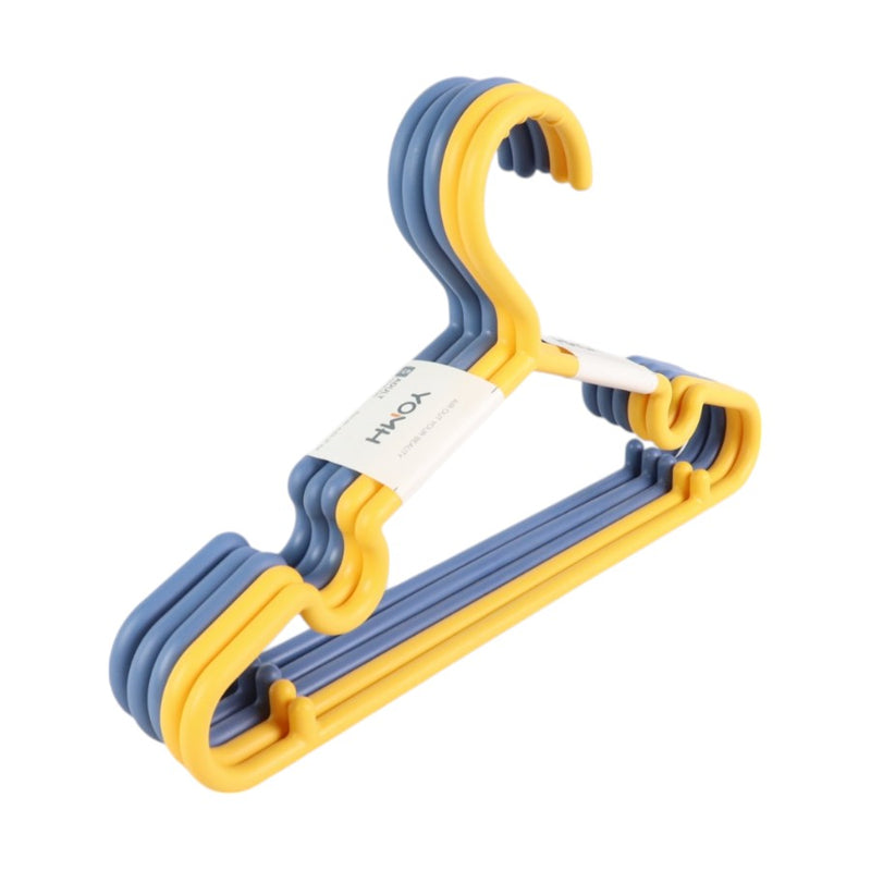 YOMH Plastic Clothes Hangers - Durable, Non-Slip, Lightweight - Set of 5, Blue and Yellow