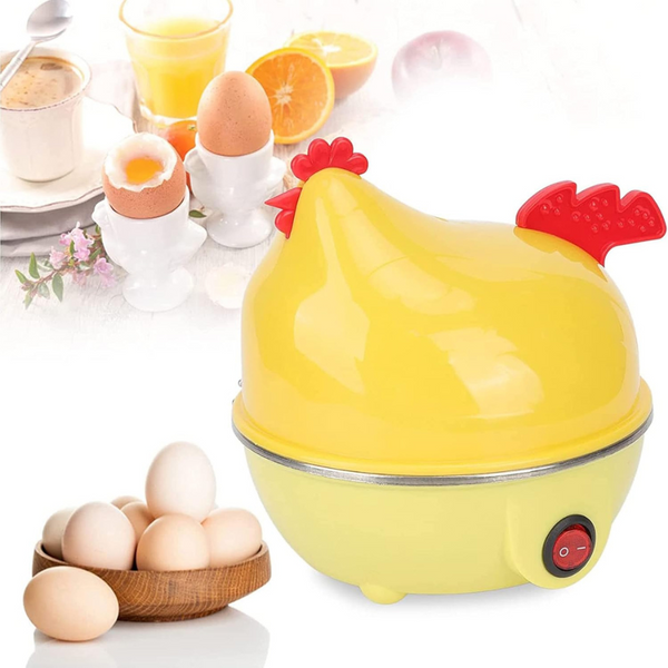 Chicken-Shaped Electric Egg Boiler Steamer - Fast Boiling, Auto Shut-Off, 7 Egg Capacity, Cute Design For Kitchen