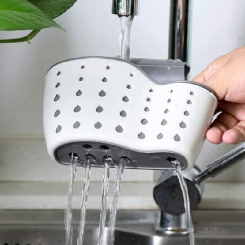 Adjustable Hanging Sink Organizer Caddy For Kitchen Sponge And Brush Storage With Drain Holes