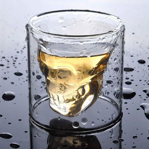 75ml Skull-Shaped Double-Walled Glass – Heat-Resistant, Unique Drinkware for Cocktails & Beverages