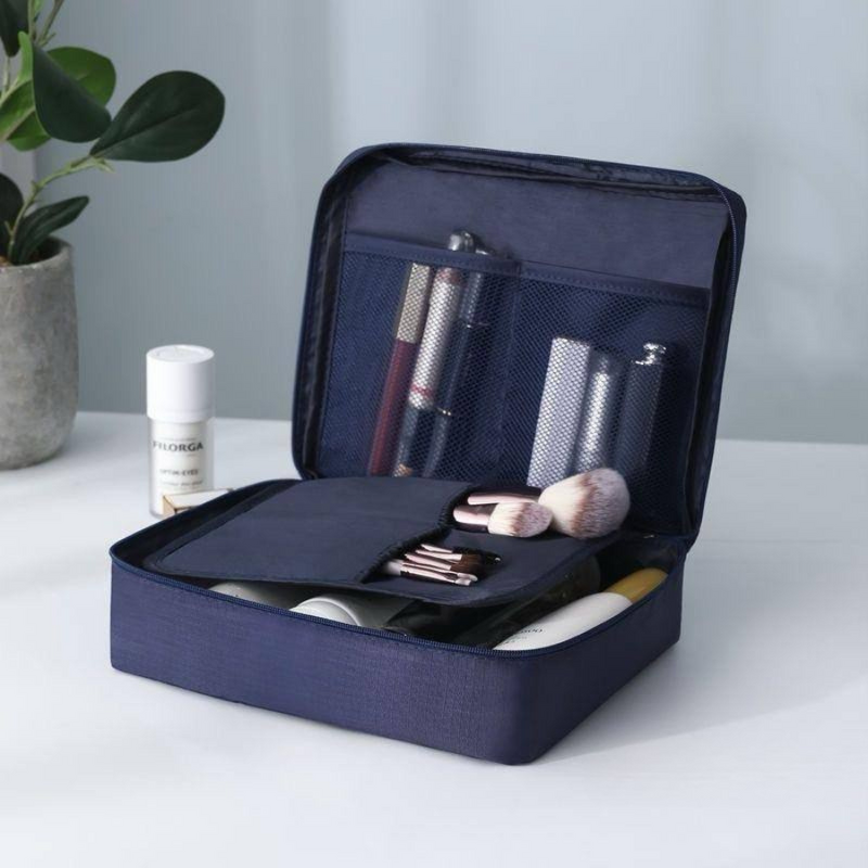 Portable Travel Makeup And Toiletry Organizer Bag - Waterproof, Large Capacity, Multi-Pocket Storage For Brushes And Cosmetics