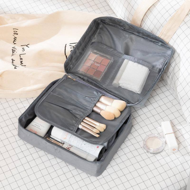 Portable Travel Makeup And Toiletry Organizer Bag - Waterproof, Large Capacity, Multi-Pocket Storage For Brushes And Cosmetics