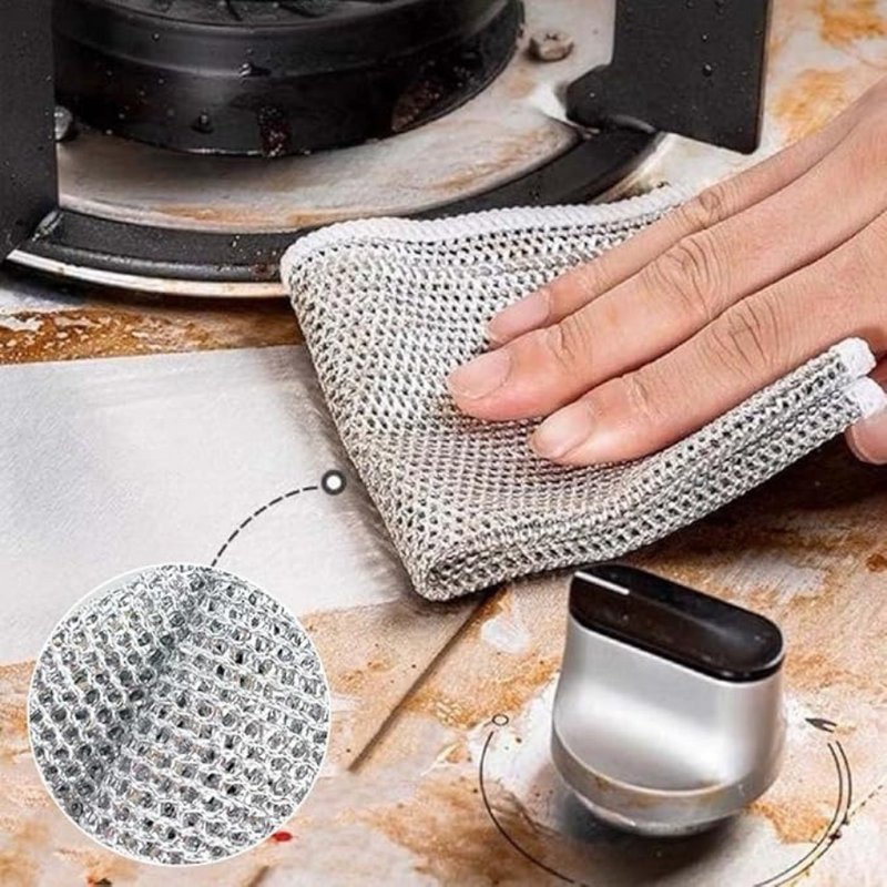 Heavy-Duty Stainless Steel Scrubbing Pads - Set of 12 Durable, Rust-Resistant Cleaning Sponges