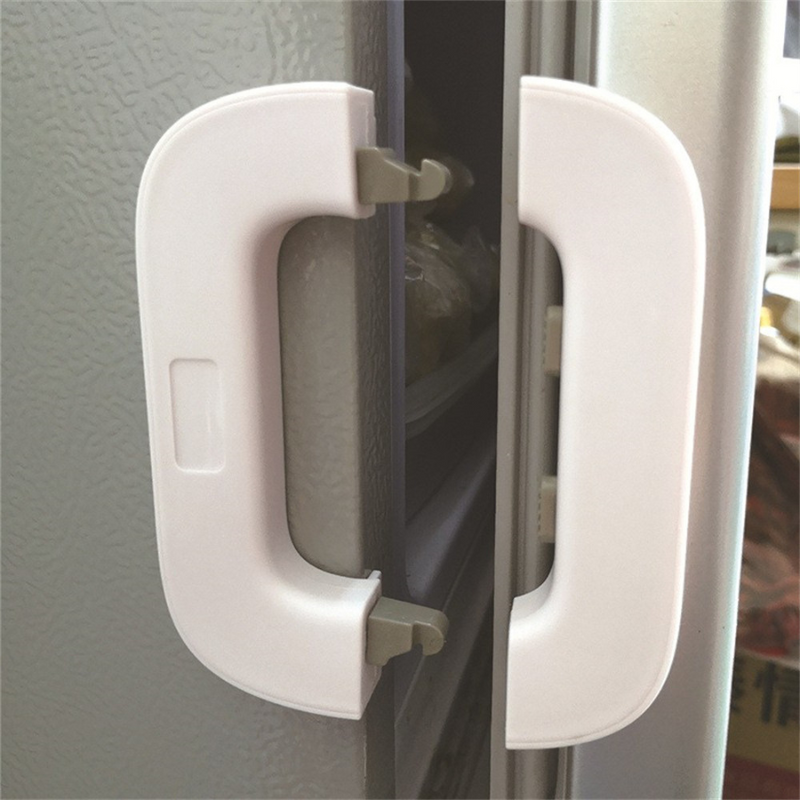 Child Safety Refrigerator Lock With Double Button Design, Easy For Adults, ABS Plastic