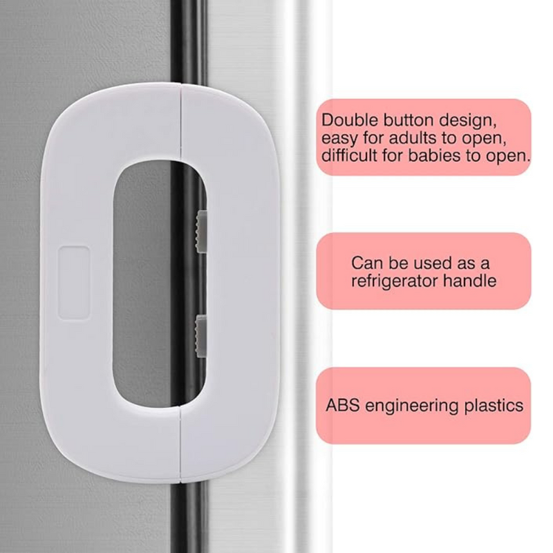 Child Safety Refrigerator Lock With Double Button Design, Easy For Adults, ABS Plastic