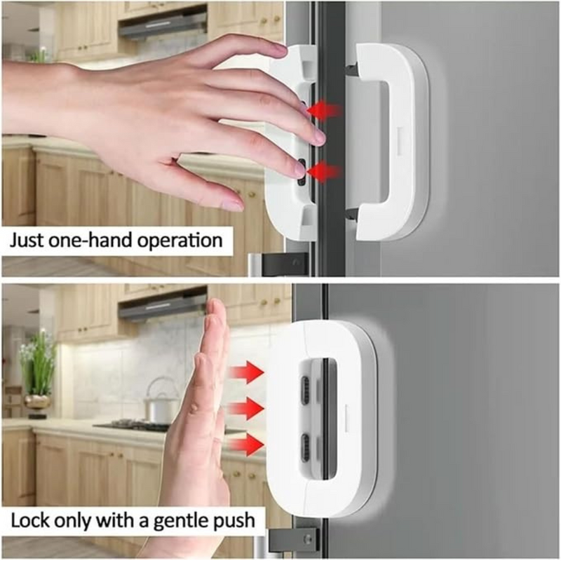 Child Safety Refrigerator Lock With Double Button Design, Easy For Adults, ABS Plastic