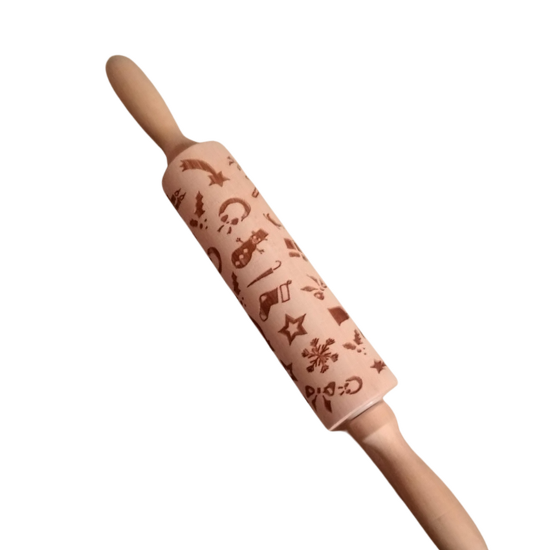 Elegant Wooden Embossed Rolling Pin for Baking - Perfect for Cookies and Pastries