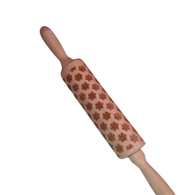 Elegant Wooden Embossed Rolling Pin for Baking - Perfect for Cookies and Pastries