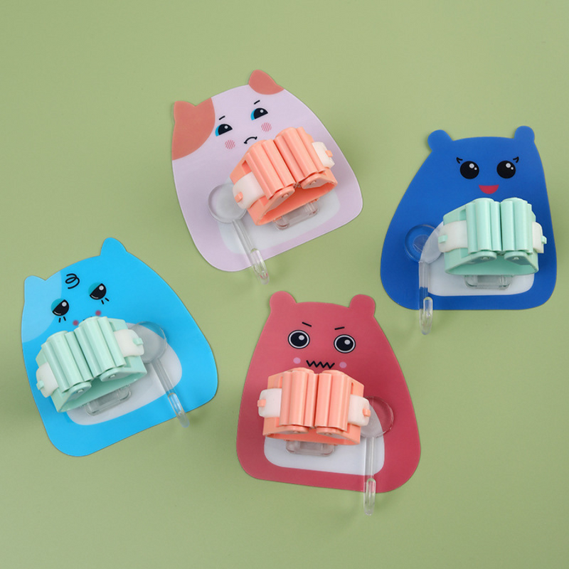 1 Piece - Cute Animal-Themed Wall-Mounted Broom Holders - Multi-Color Organizers for Brooms and Mops