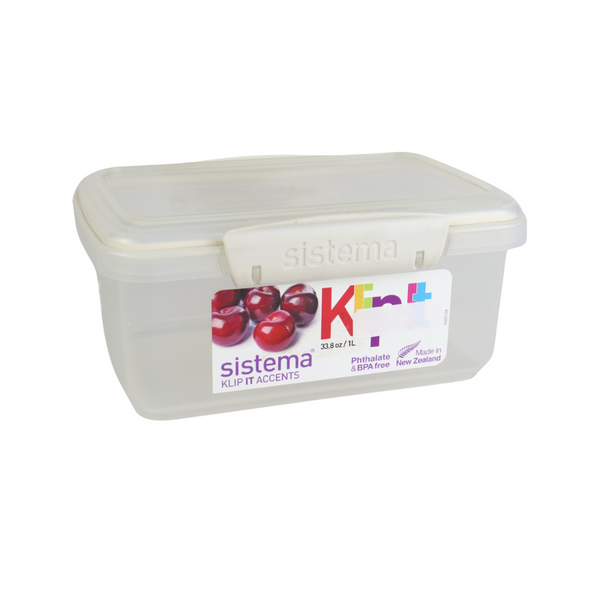 Sistema Klip It Accents Food Storage Container - BPA-Free, 1L, Secure Seal, Stackable