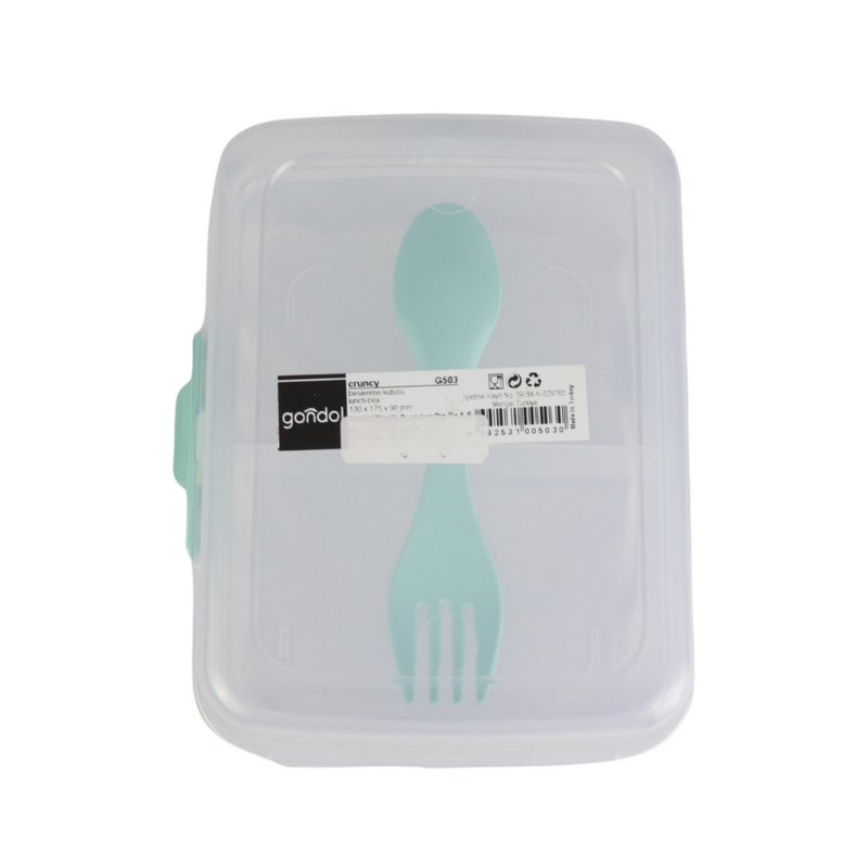 Gondol Lunch Box with Fork - BPA-Free, Secure Lock, Portable, Transparent Design