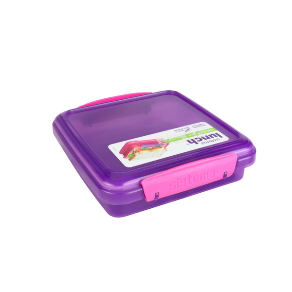 Sistema Lunch Sandwich Box - 450ml, BPA-Free, Secure Clip, Available in Many Colors