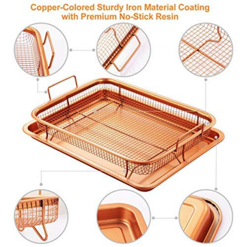 Copper Oven Air Fryer Basket, 35cm