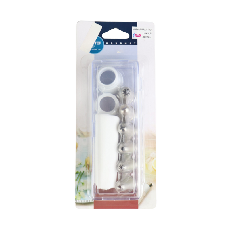 Master Chef Piping Bag with 6 Stainless Steel Nozzles - Perfect for Cake Decorating