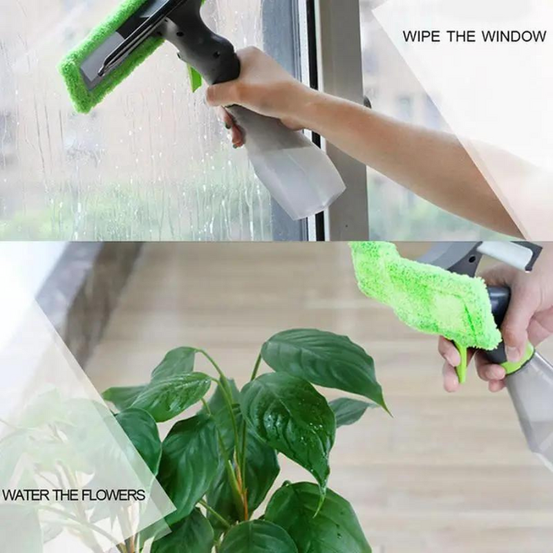 Glass Wiper with Spray Bottle and Window Cleaner Brush