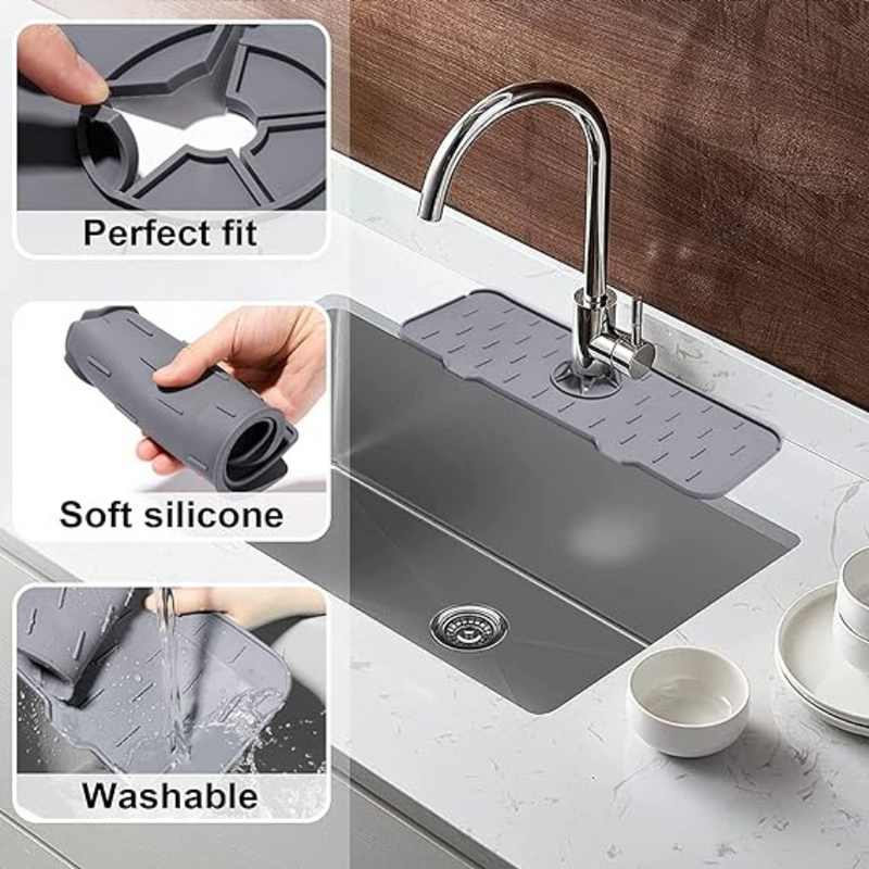 1pc Cream-colored Silicone Dish Drying Mat For Kitchen Sink Faucet, With  Multi-functionality As Sink Drainage Board