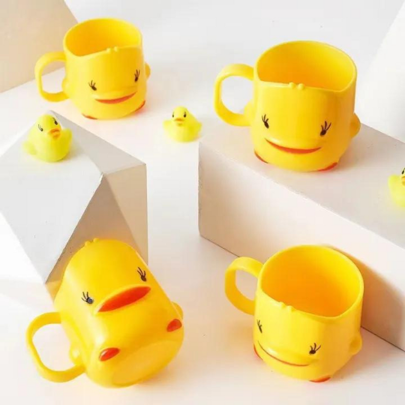 Yellow Duck Cartoon Toothbrush and Toothpaste Holder Cup