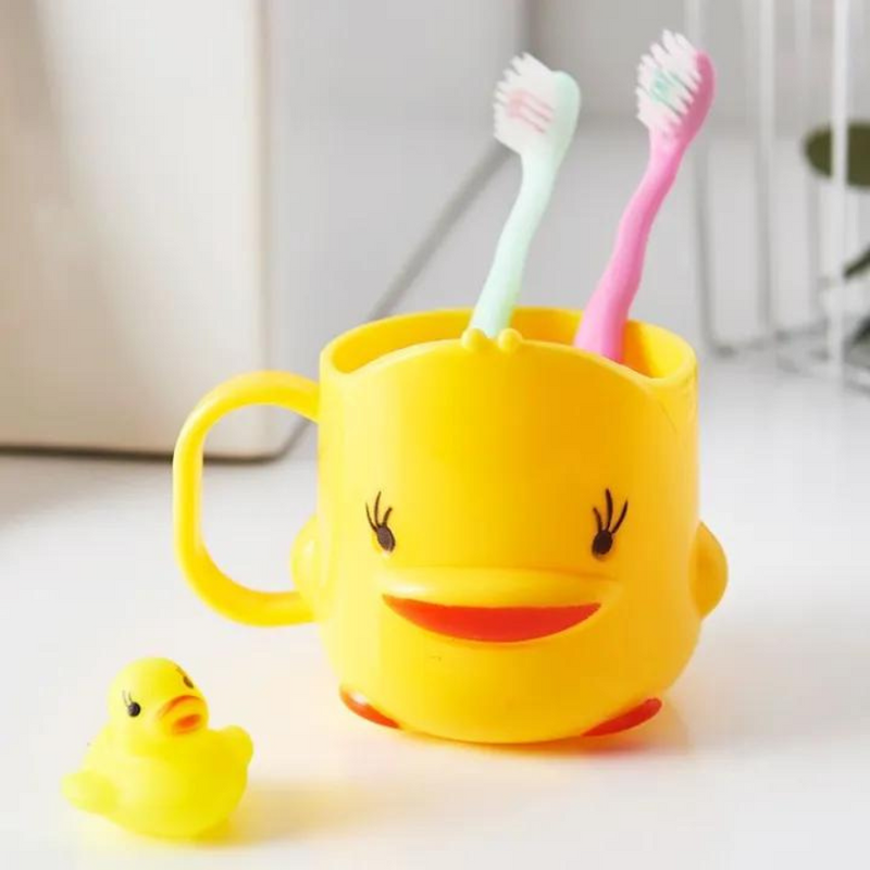 Yellow Duck Cartoon Toothbrush and Toothpaste Holder Cup