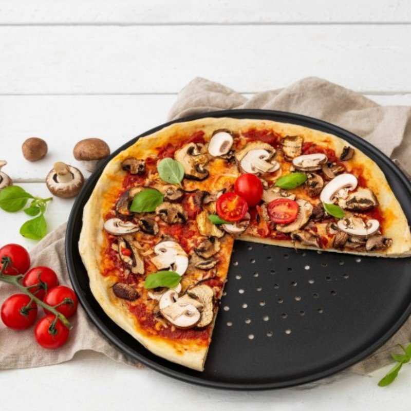 Zenker Perforated Pizza Pan With Non-Stick Coating - 32cm Round Baking Tray For Crispy Crusts