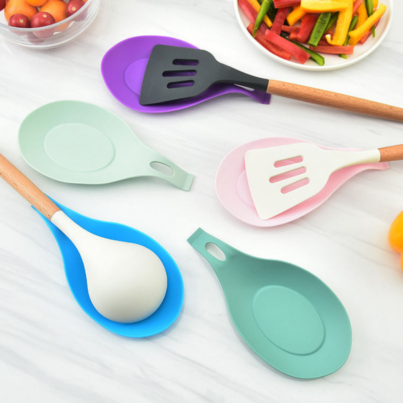 Silicone Kitchen Utensils and Spoon Rest